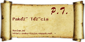 Pakó Tícia névjegykártya